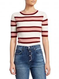 Frame - Panel Stripe Short-Sleeve Wool-Blend Sweater at Saks Fifth Avenue